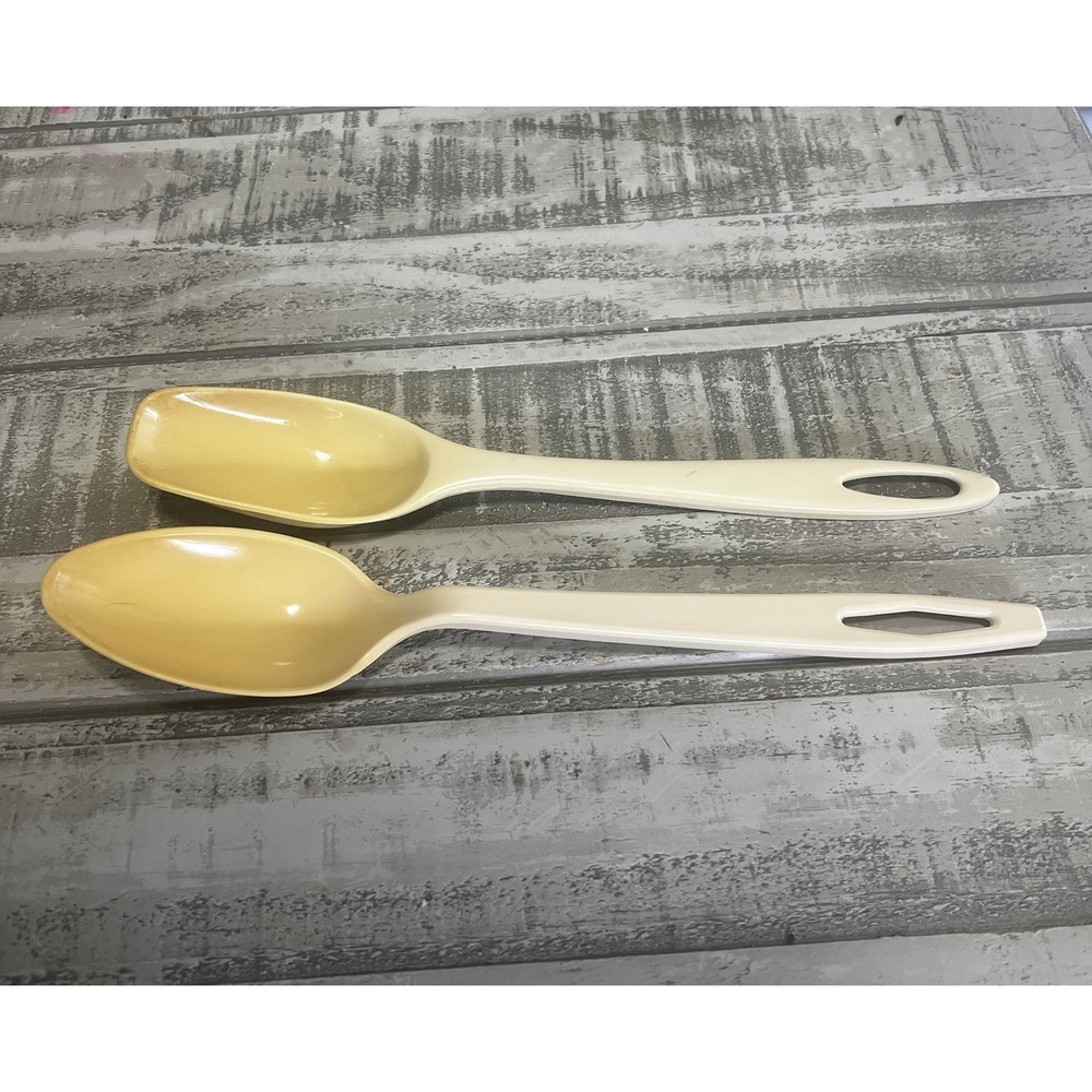 Foley Vintage Nylon Plastic Serving Spoon Off White Set Of 2